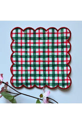 Yılbaşı Ekose Desenli Dijital Baskılı, Nakış Kenar Dekoratif Kokteyl Peçeteleri